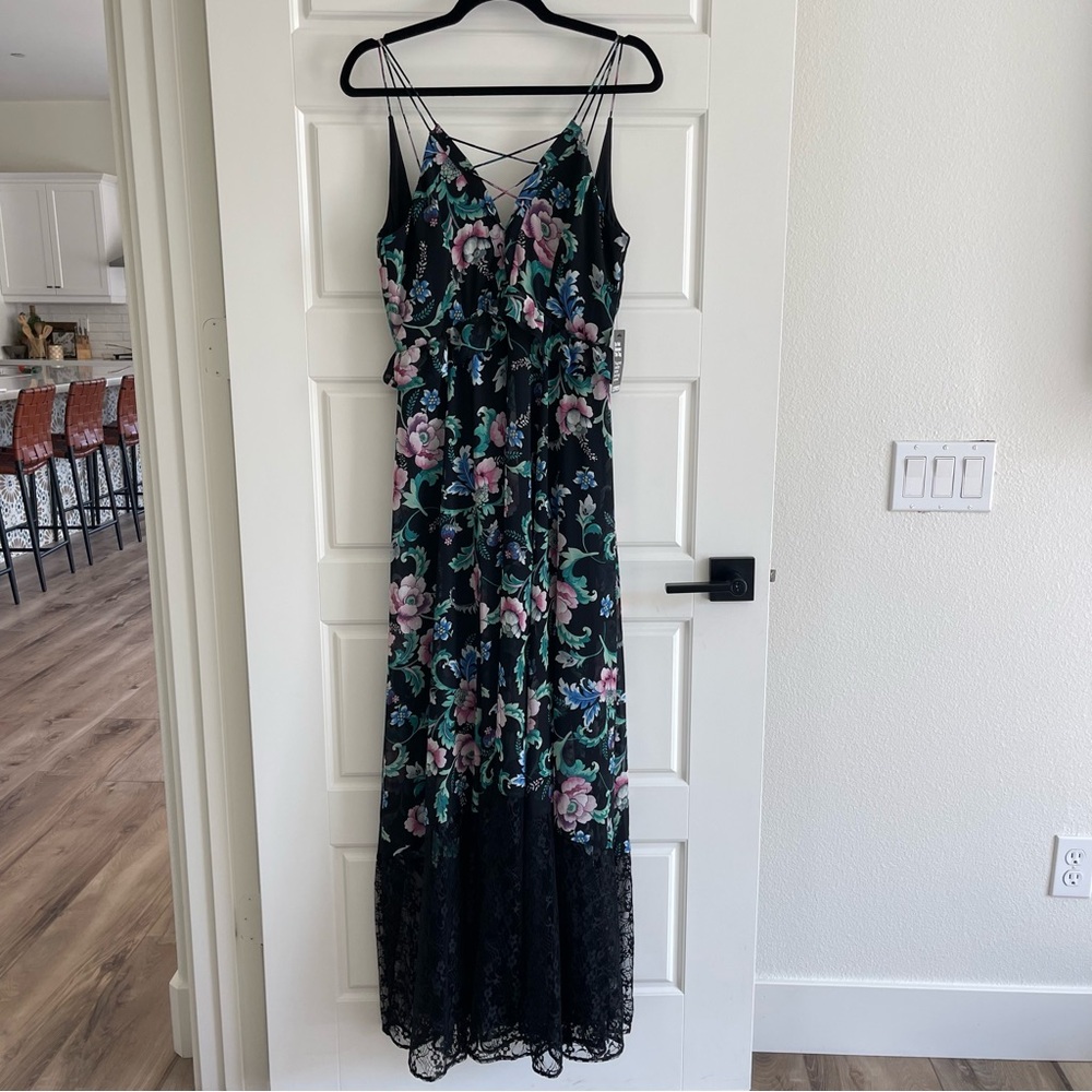 Express Blue and Green Spaghetti Strap Maxi Dress
